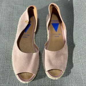 Verbenas Espadrilles Flats Size 10 Pink Suede Leather Sock Peep Toe Shoes CRUZ